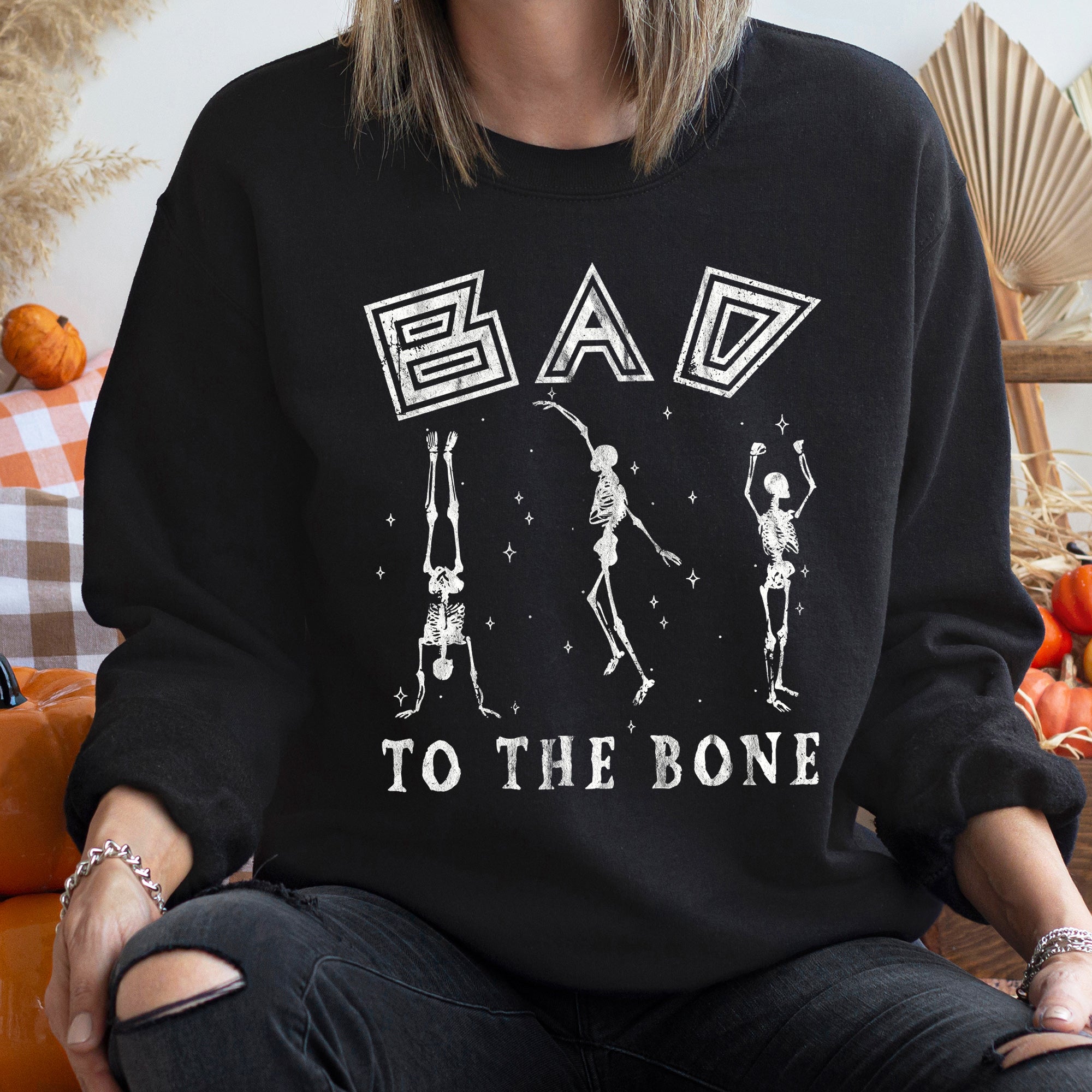 Bad To The Bone Vintage Halloween Sweatshirt