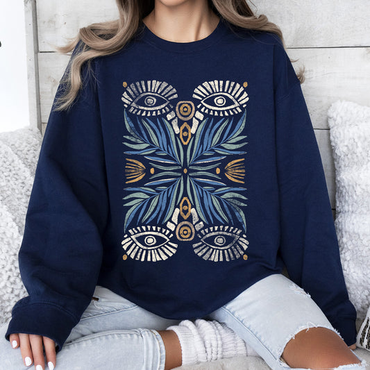 Boho Folk Art Vintage Mystical Floral Sweatshirt