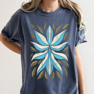 Boho Folk Art Flower and Leaves T-shirt