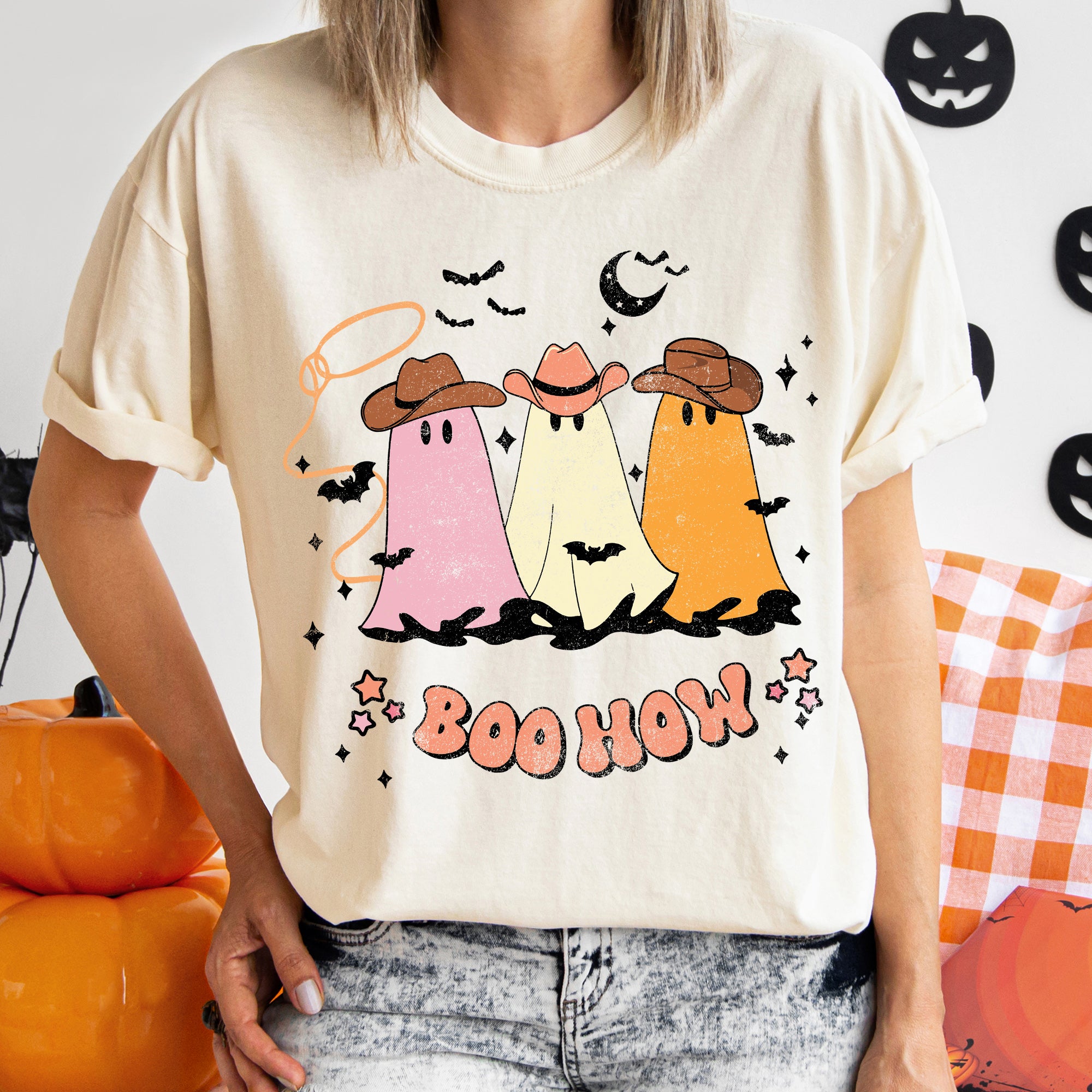 Boo How Ghosts Vintage Halloween T-shirt