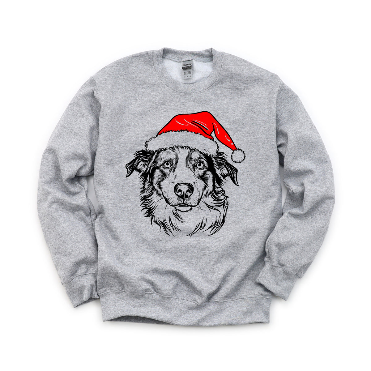 Australian Shepherd Christmas dog sweatshirt — adult and youth Sport Grey