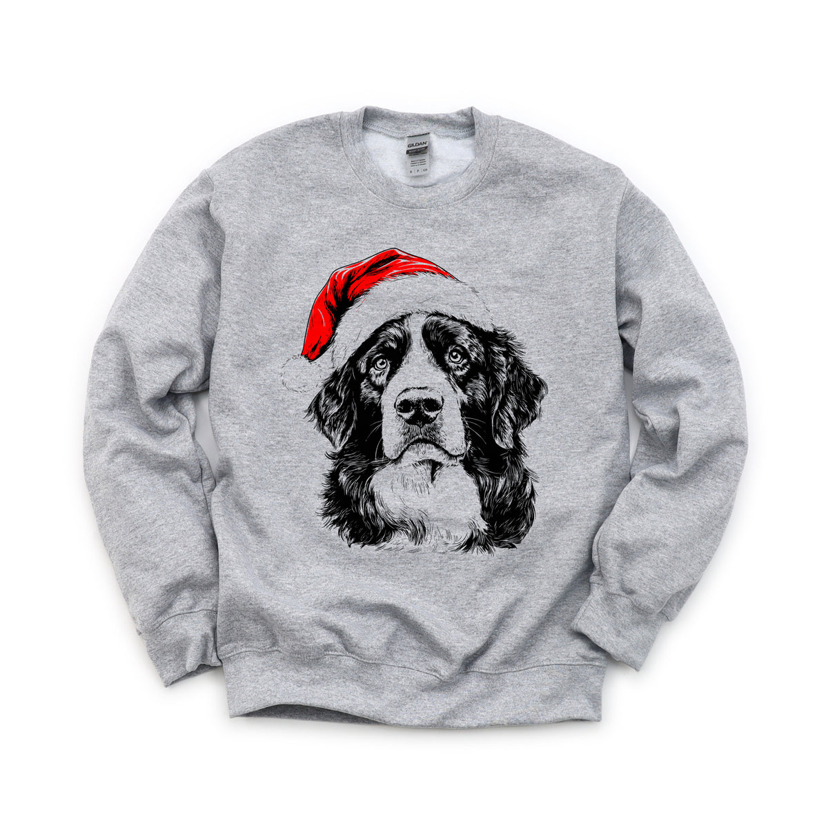 Bernese Mountain Dog Christmas dog sweatshirt — adult and youth Sport Grey
