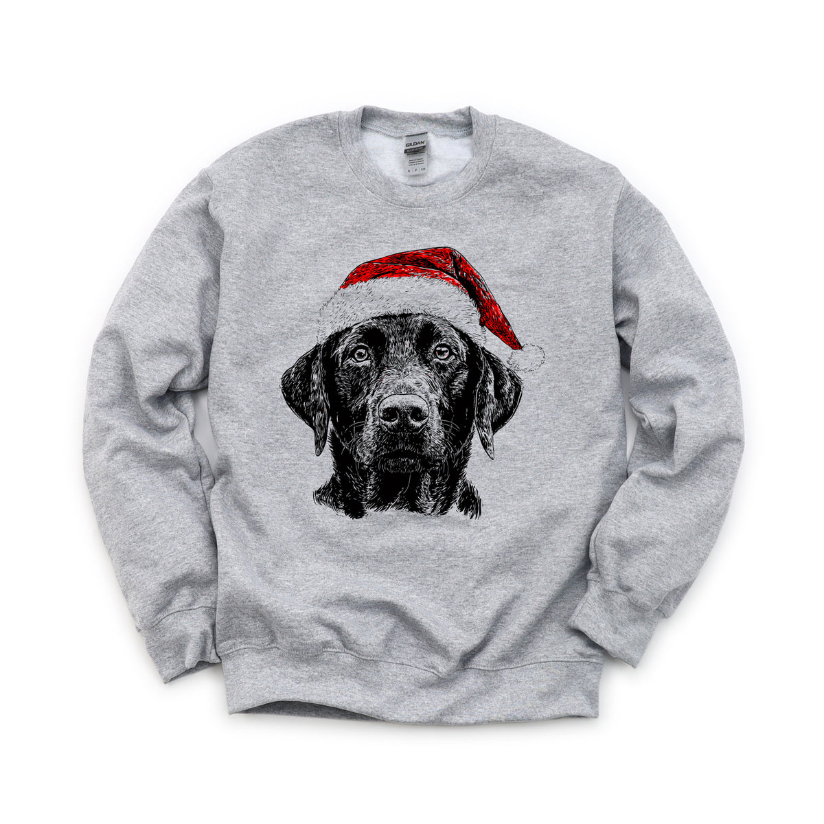 Black Labrador Christmas dog sweatshirt — adult and youth Sport Grey