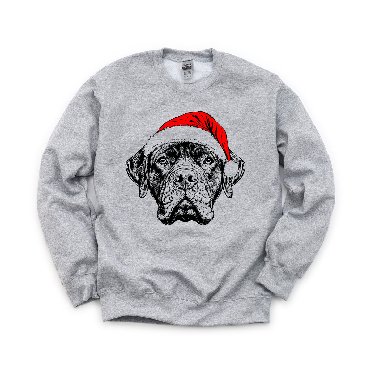 Bullmastiff Christmas dog sweatshirt — adult and youth Sport Grey