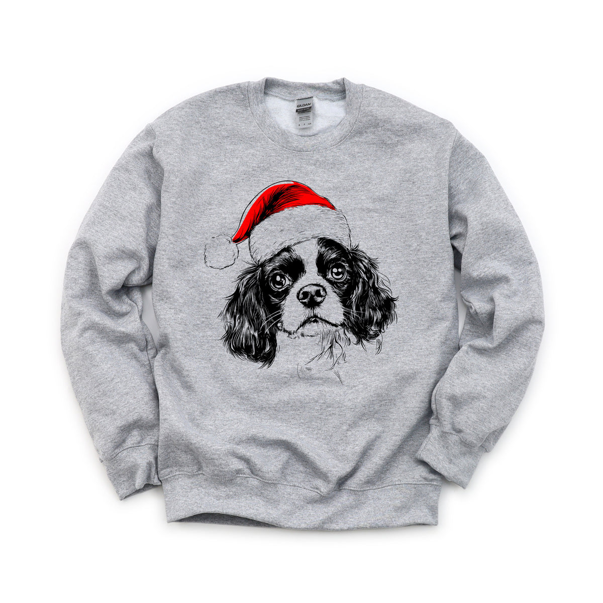 Cavalier King Charles Spaniel Christmas dog sweatshirt — adult and youth Sport Grey