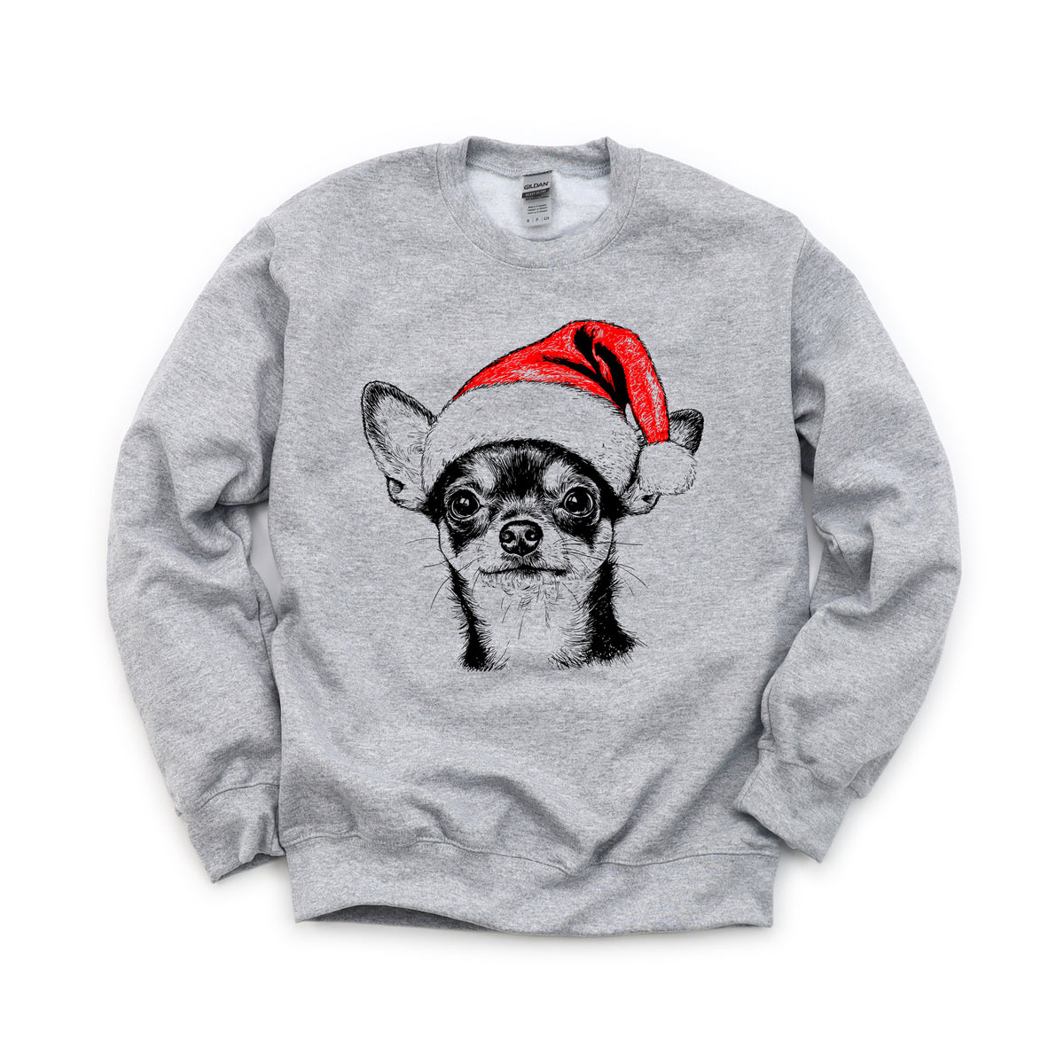 Chihuahua Christmas dog sweatshirt — adult and youth Sport Grey