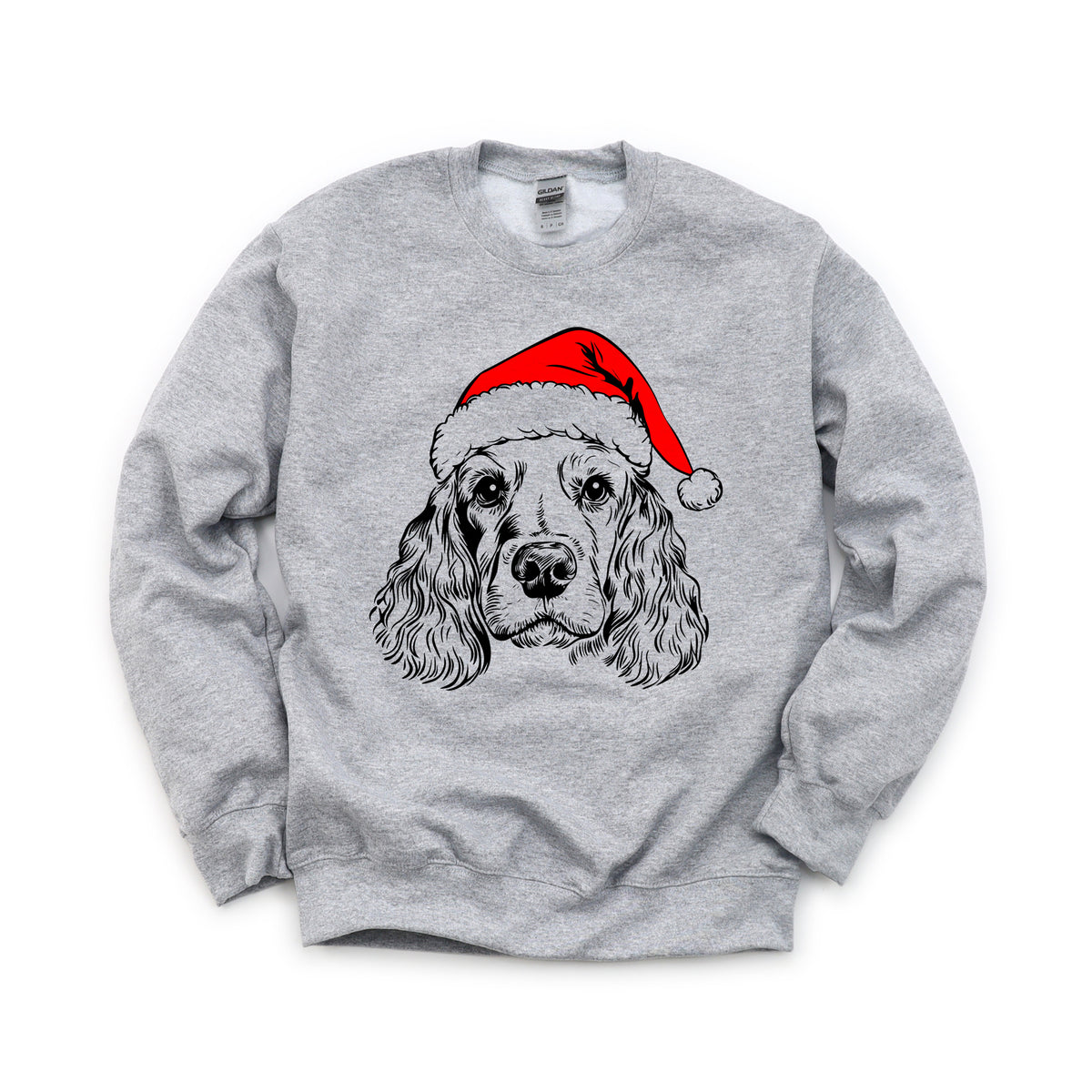 Cocker Spaniel Christmas dog sweatshirt — adult and youth Sport Grey