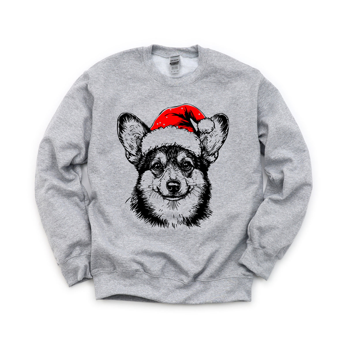 Corgi Christmas dog sweatshirt — adult and youth Sport Grey