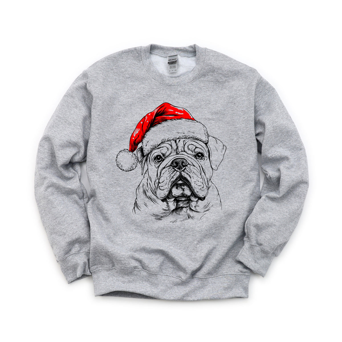 English Bulldog Christmas dog sweatshirt — adult and youth Sport Grey