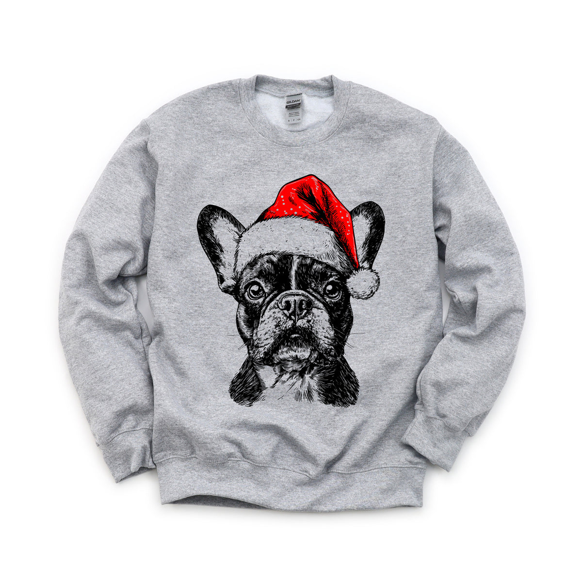 French Bulldog Christmas dog sweatshirt — adult and youth Sport Grey