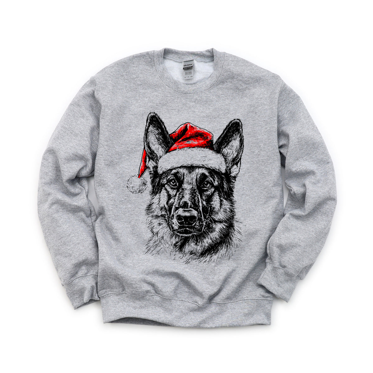German Shepherd Christmas dog sweatshirt — adult and youth Sport Grey