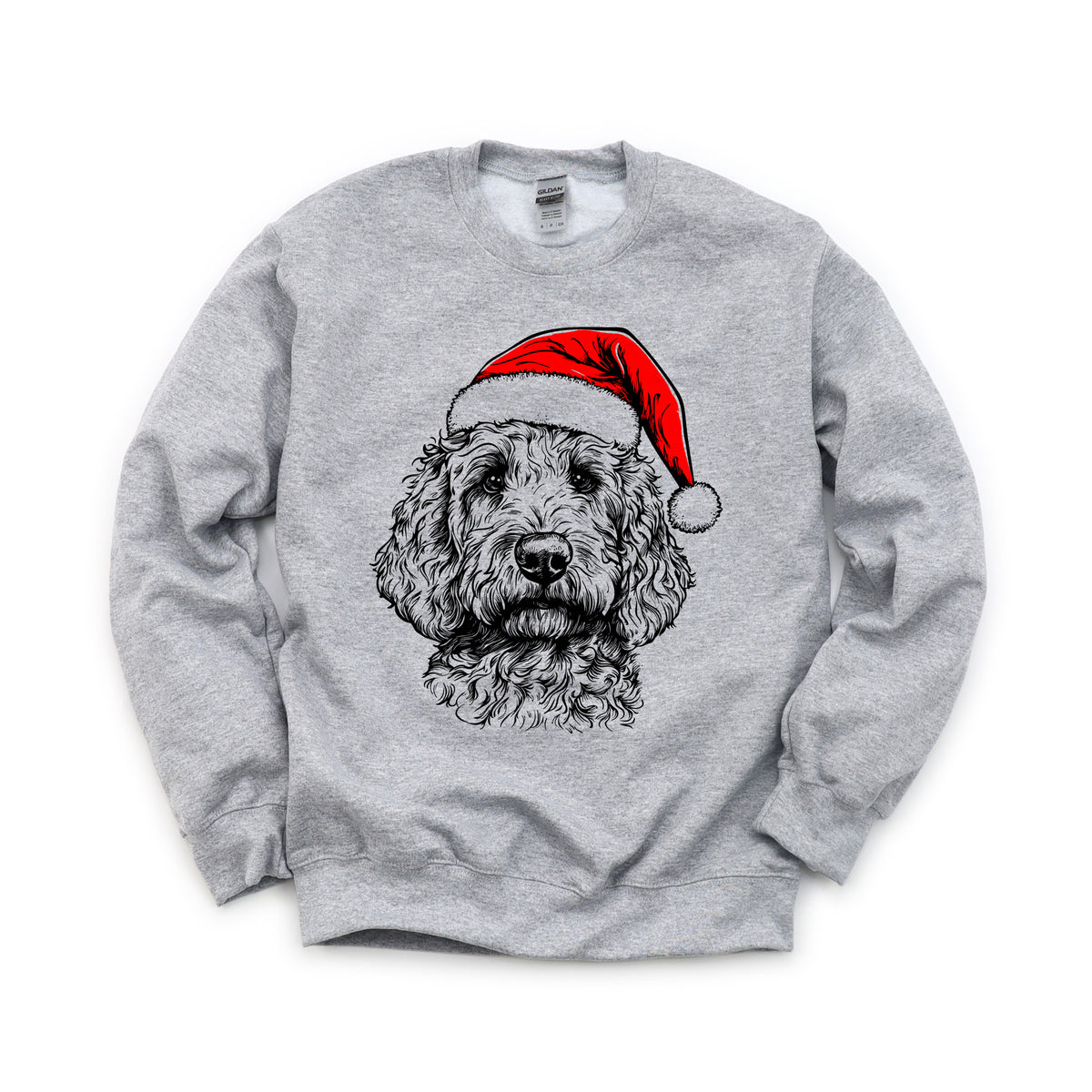 Goldendoodle Christmas dog sweatshirt — adult and youth Sport Grey