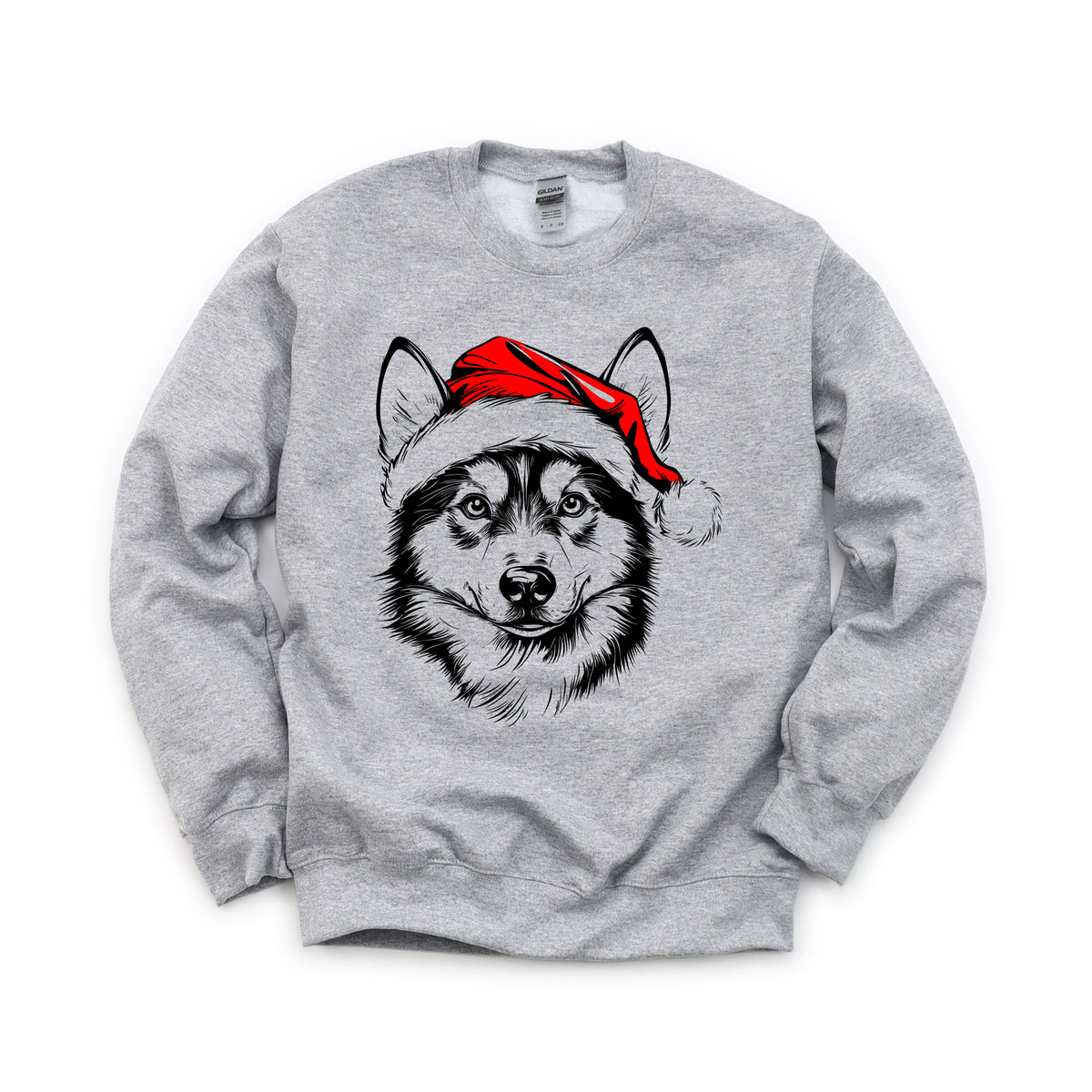 Husky Christmas dog sweatshirt — adult and youth Sport Grey