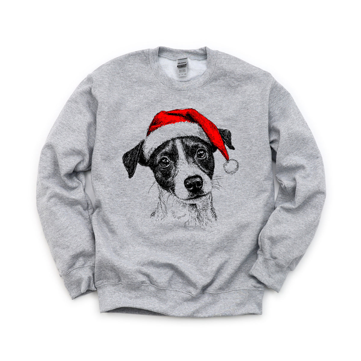 Jack Russell Christmas dog sweatshirt — adult and youth Sport Grey