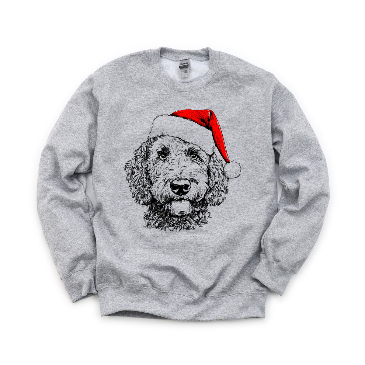 Labradoodle Christmas dog sweatshirt — adult and youth Sport Grey