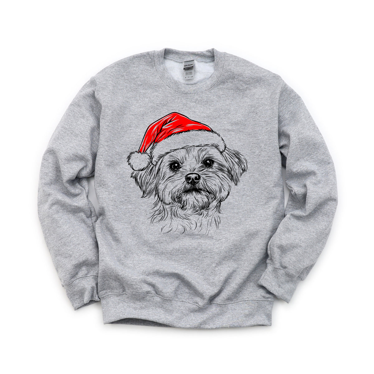 Maltese Christmas dog sweatshirt — adult and youth Sport Grey
