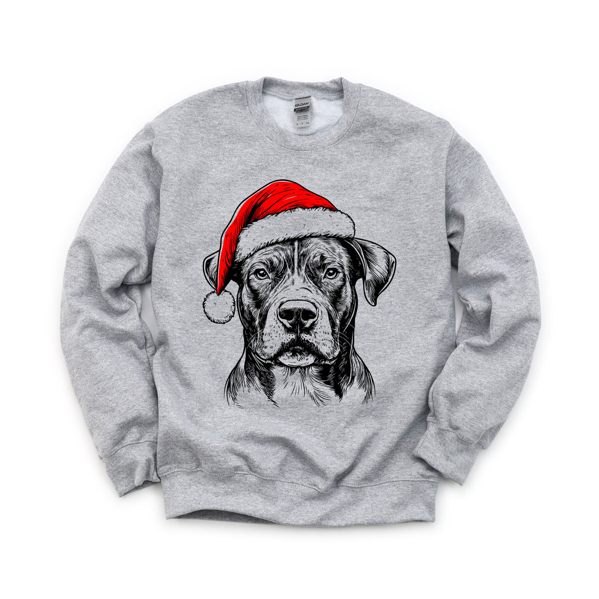 Pitbull Christmas dog sweatshirt — adult and youth Sport Grey