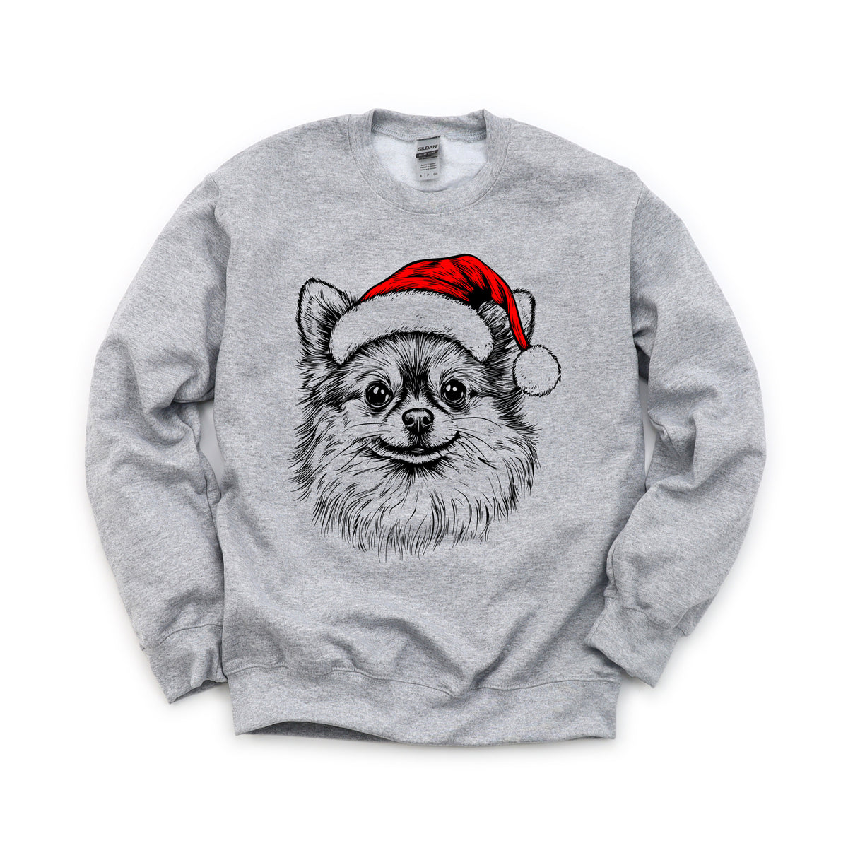 Pomeranian Christmas dog sweatshirt — adult and youth Sport Grey