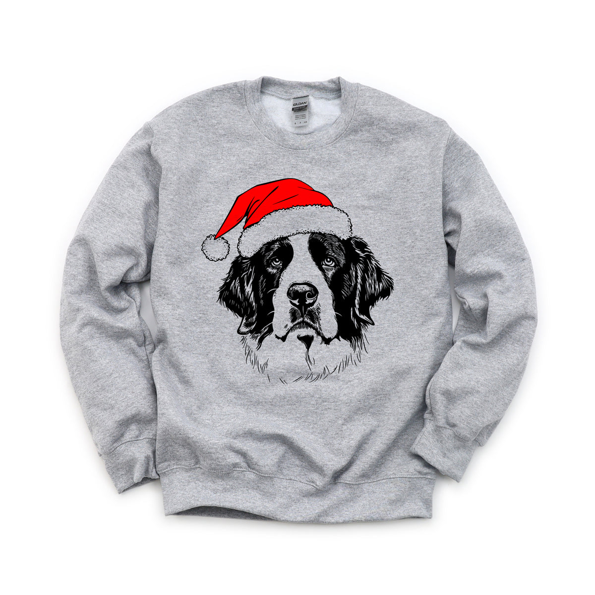 Saint Bernard Christmas dog sweatshirt — adult and youth Sport Grey