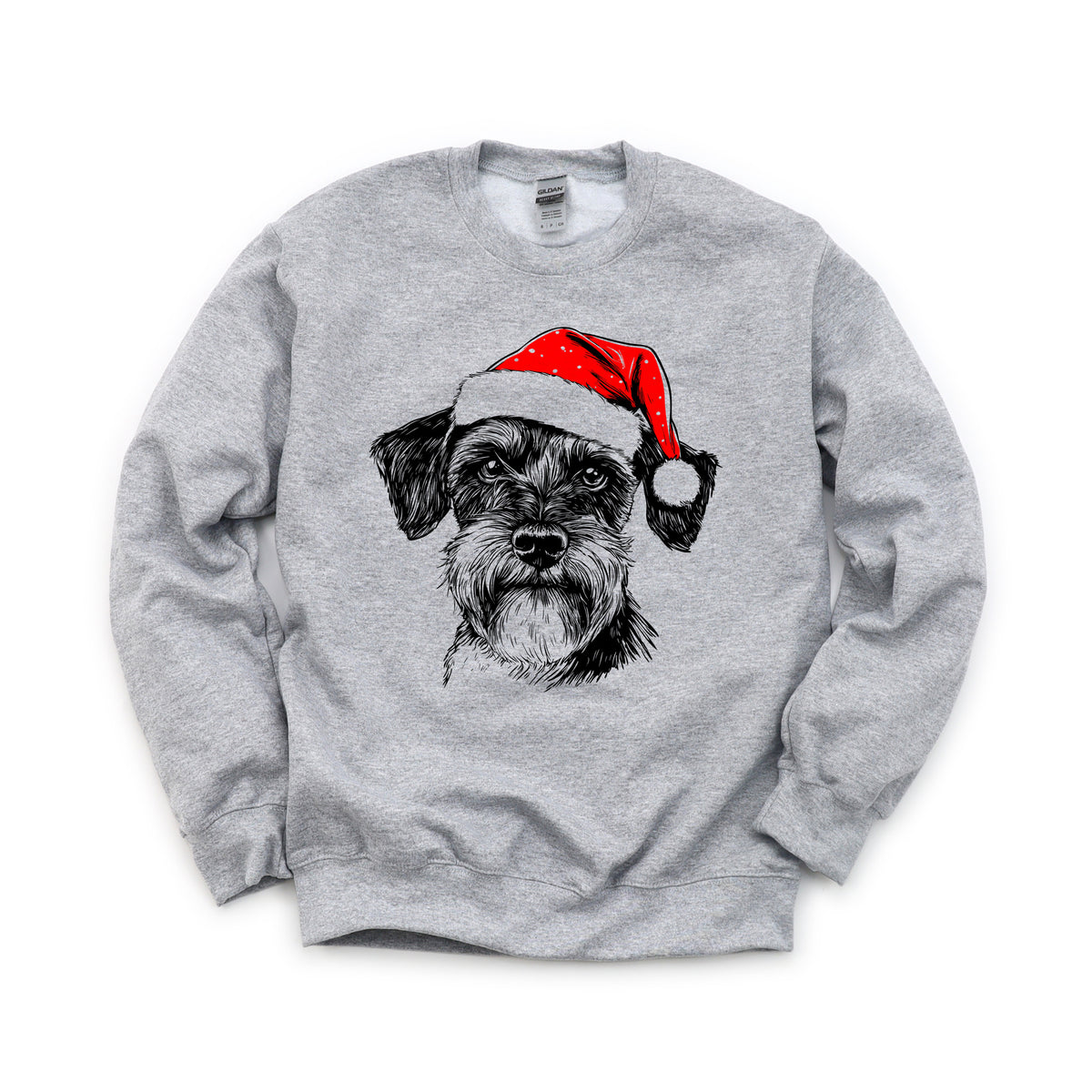 Schnauzer Christmas dog sweatshirt — adult and youth Sport Grey