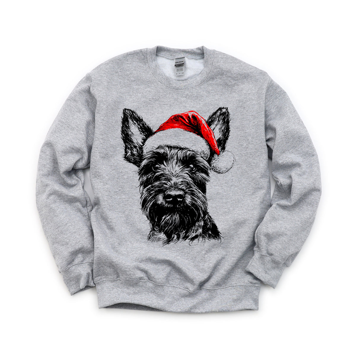 Scottish Terrier Christmas dog sweatshirt — adult and youth Sport Grey