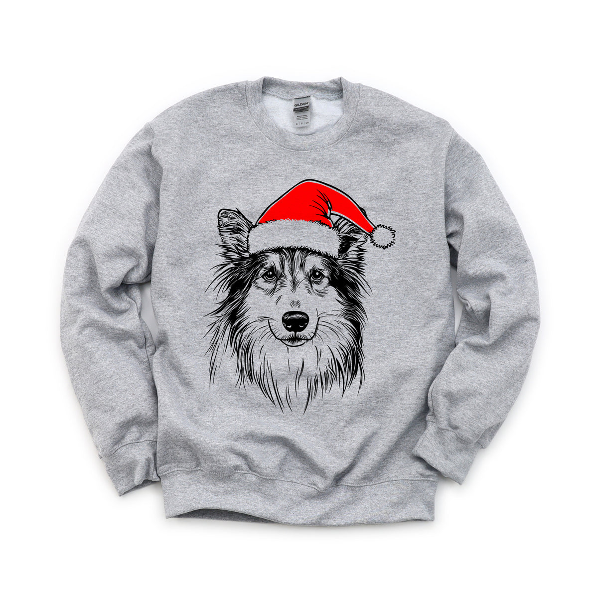 Shetland Sheepdog Christmas dog sweatshirt — adult and youth Sport Grey
