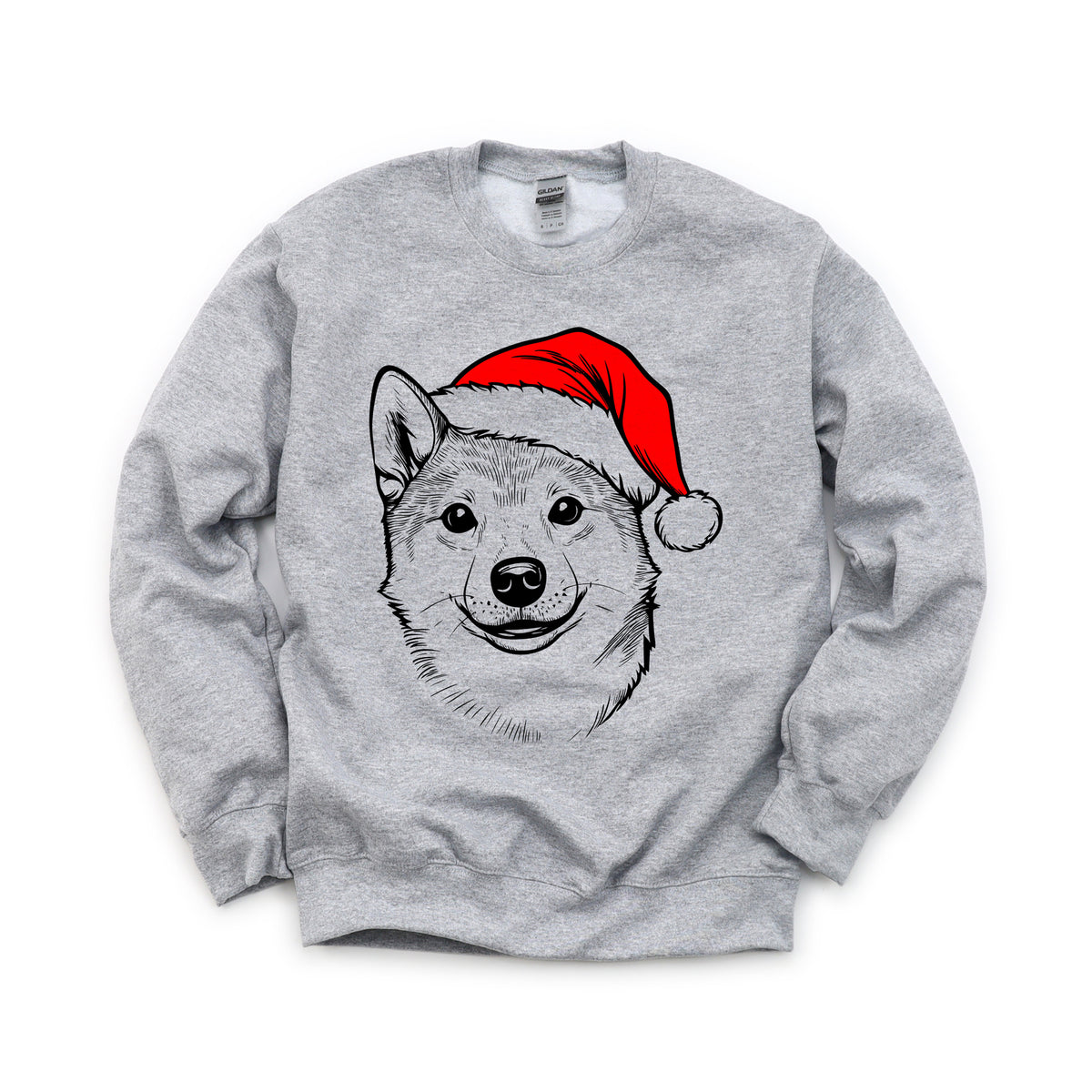 Shiba Inu Christmas dog sweatshirt — adult and youth Sport Grey