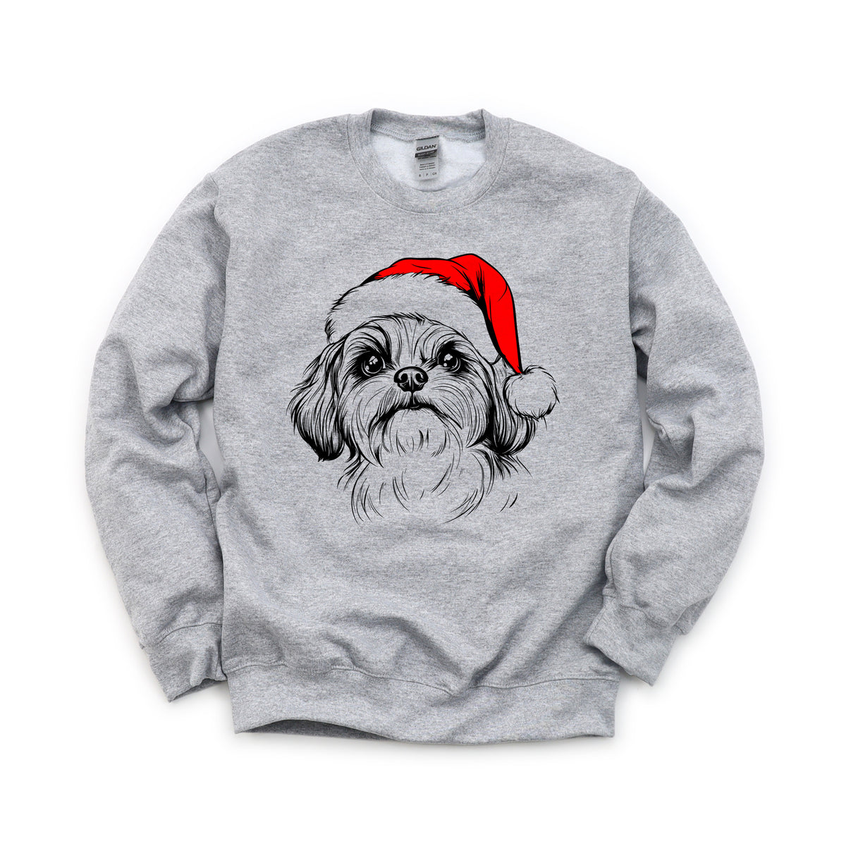 Shih Tzu Christmas dog sweatshirt — adult and youth Sport Grey