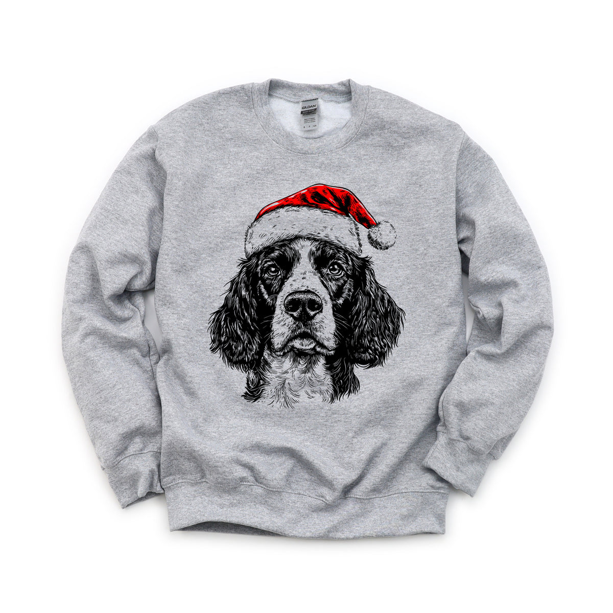 Springer Spaniel Christmas dog sweatshirt — adult and youth Sport Grey
