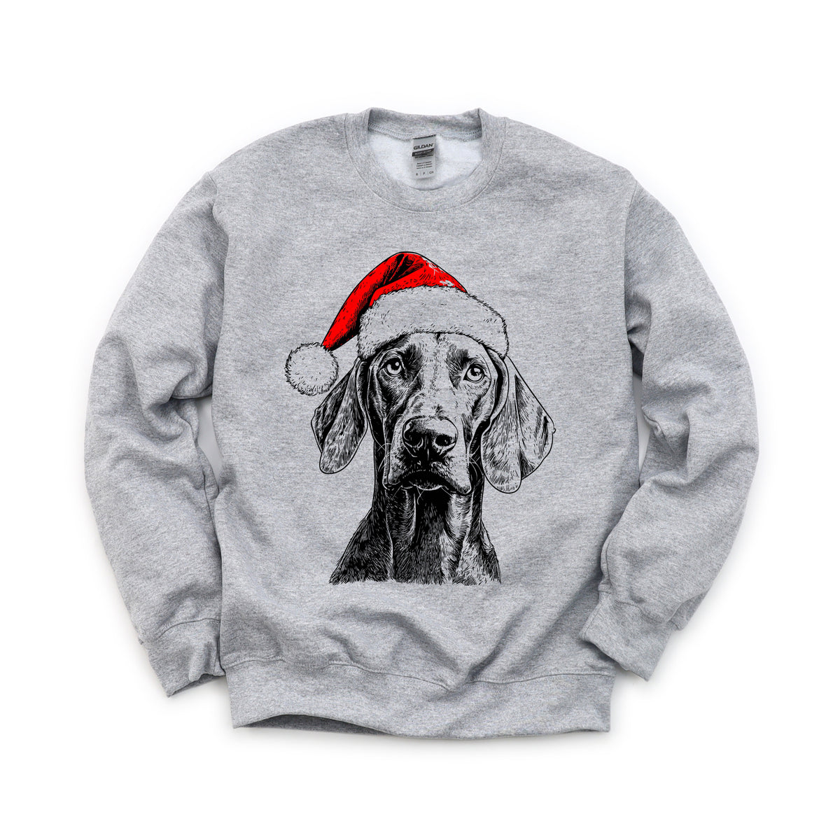 Weimaraner Christmas dog sweatshirt — adult and youth Sport Grey