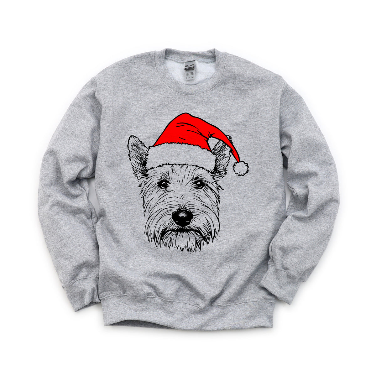 West Highland White Terrier Christmas dog sweatshirt — adult and youth Sport Grey
