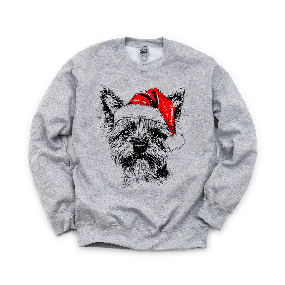 Yorkshire Terrier Christmas dog sweatshirt — adult and youth Sport Grey