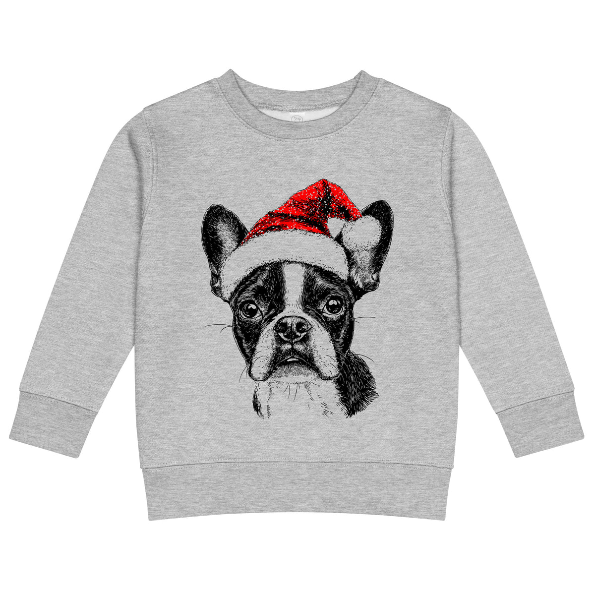 Boston Terrier Christmas dog sweatshirt — toddler and kids Heather