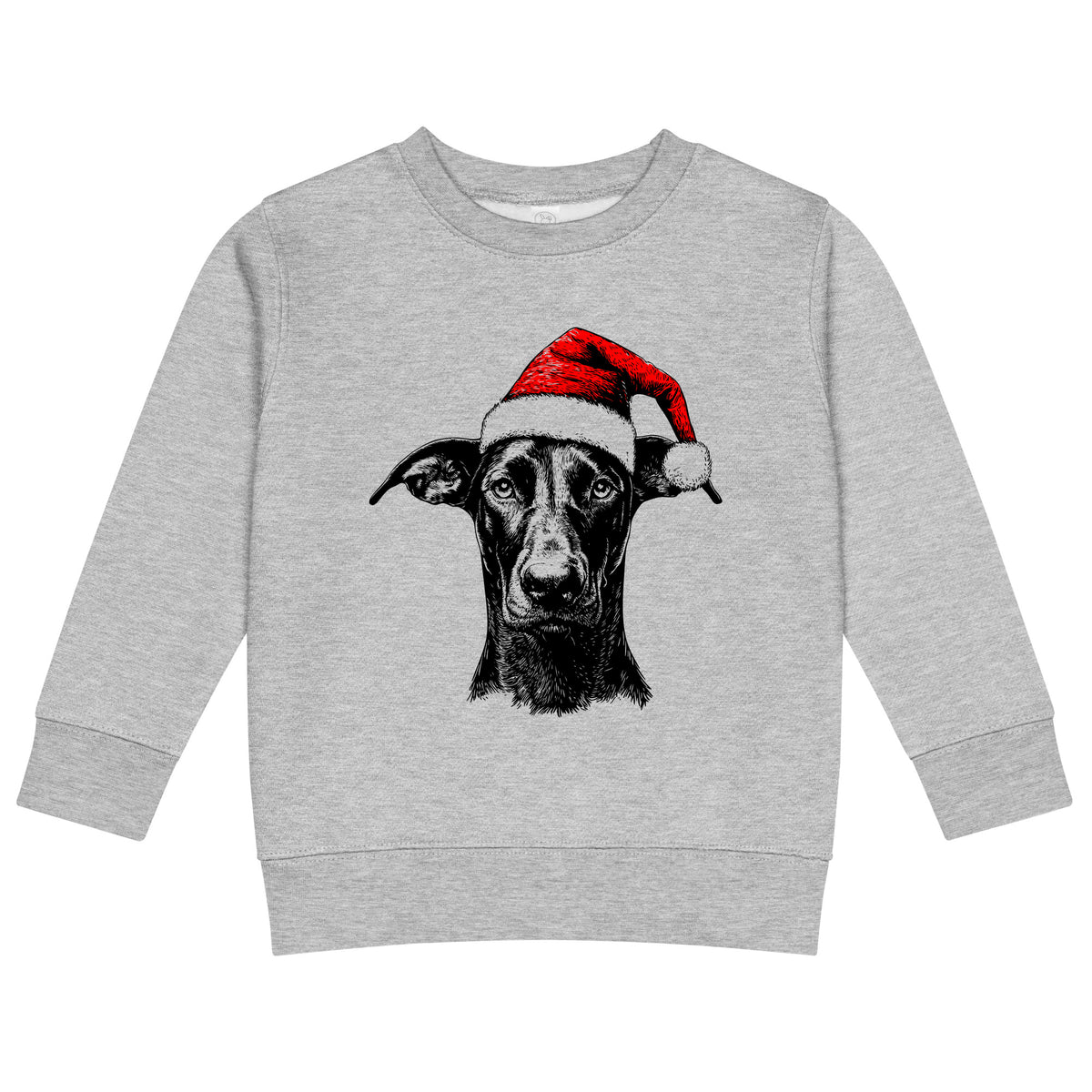 Doberman Christmas dog sweatshirt — toddler and kids Heather