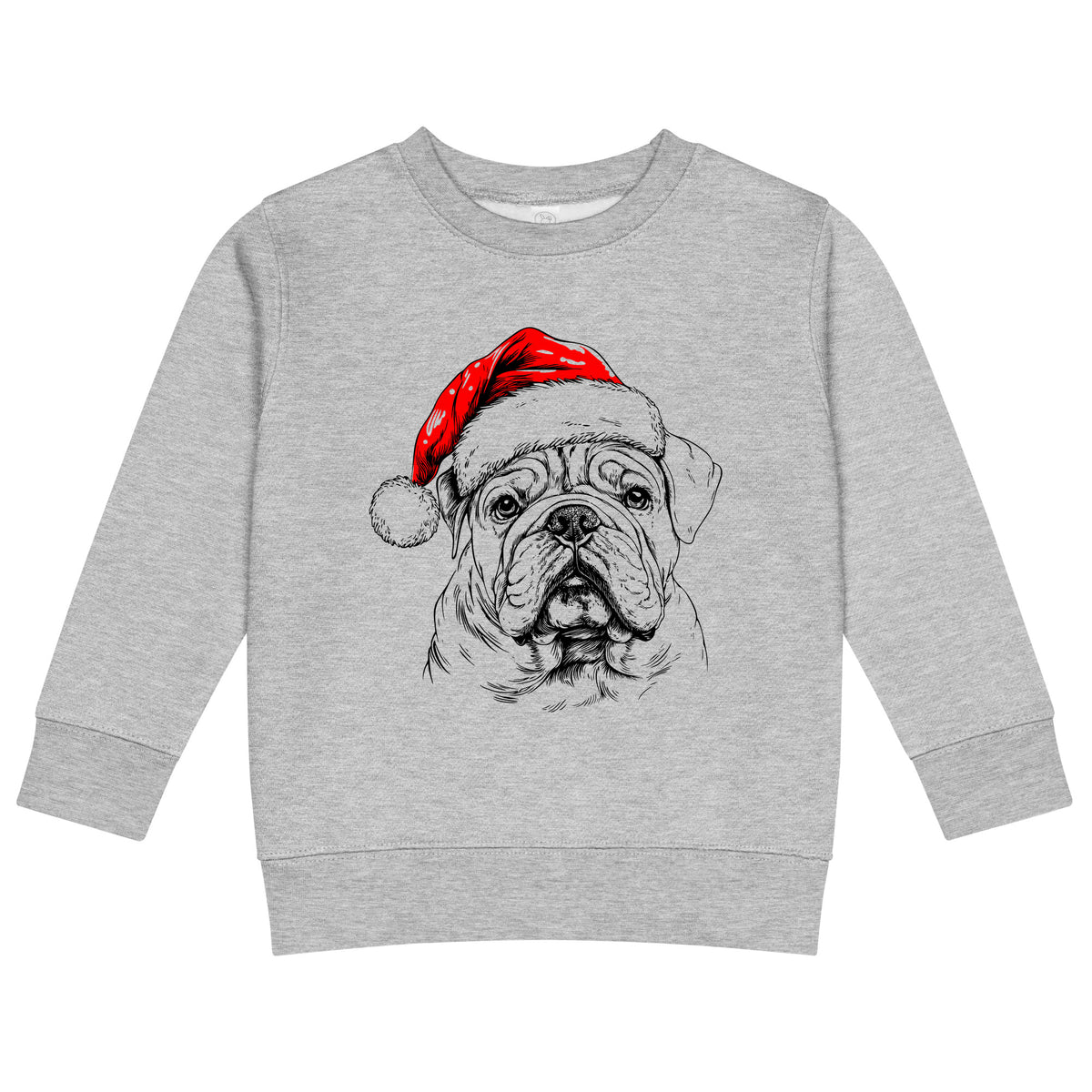 English Bulldog Christmas dog sweatshirt — toddler and kids Heather