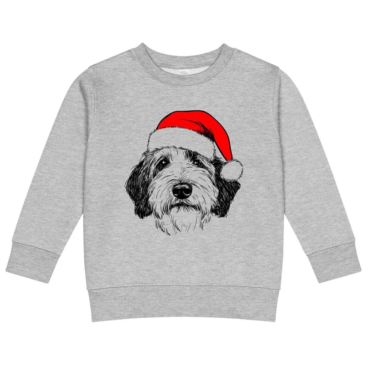 Old English Sheepdog Christmas dog sweatshirt — toddler and kids Heather