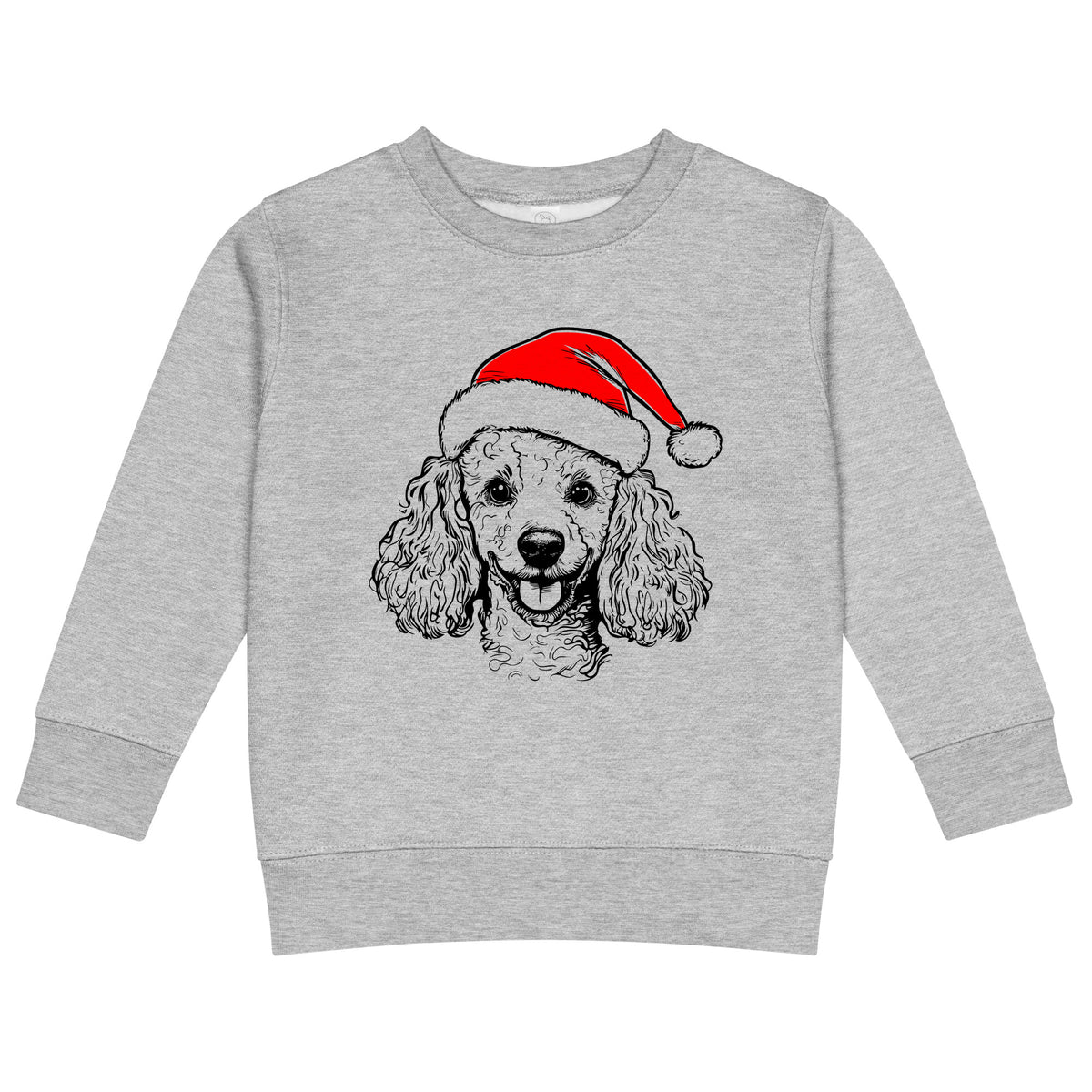 Poodle Christmas dog sweatshirt — toddler and kids Heather