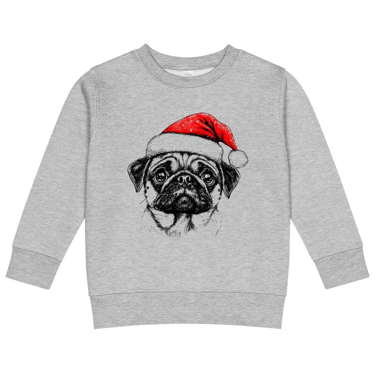 Pug Christmas dog sweatshirt — toddler and kids Heather