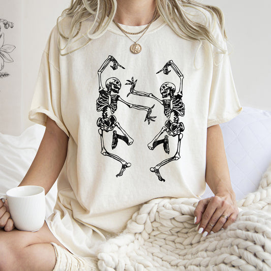 Dancing Skeletons Retro Halloween Comfort Colors Tshirt