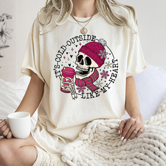 It's Cold Outside, Skeleton, Heart, Comfort Colors Tshirt, Valentine's Day