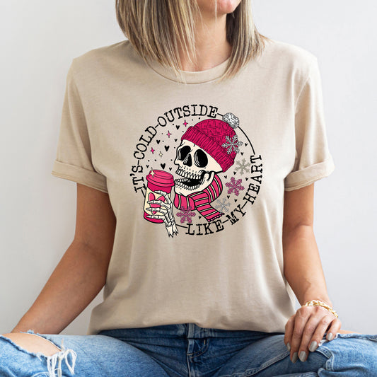 It's Cold Outside, Skeleton, Heart, Super Soft Tshirt, Valentine's Day