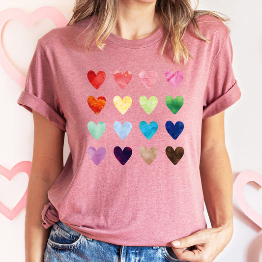 Colorful Hearts, Rainbow, Love, Super Soft Tshirt, Valentine's Day