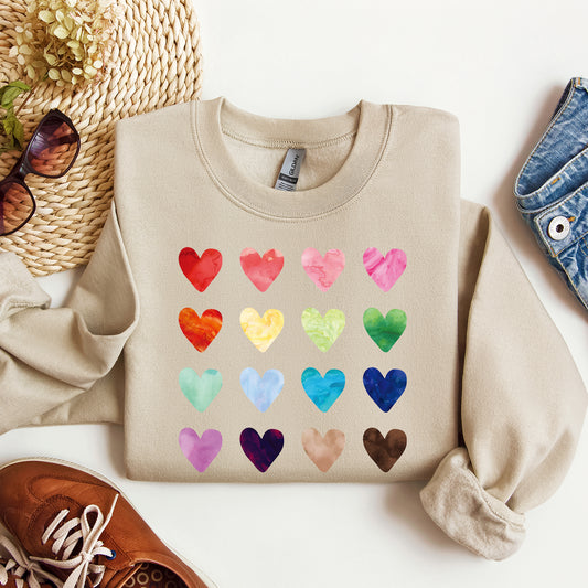 Colorful Hearts, Rainbow, Love, Sweatshirt, Valentine's Day