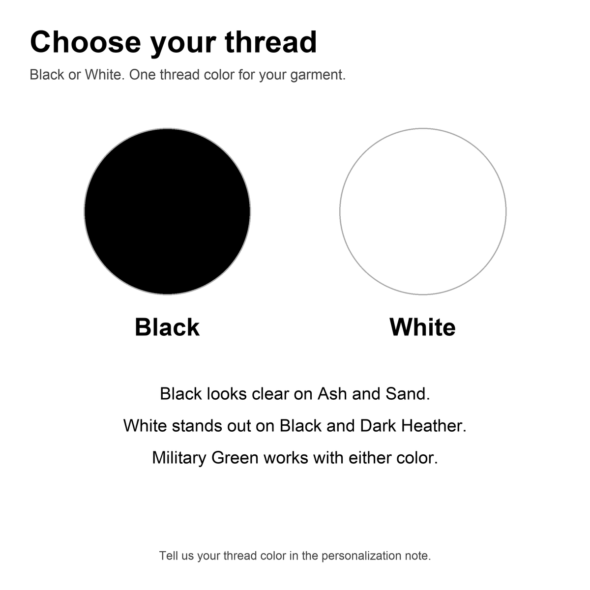 Black and White embroidery thread options.
