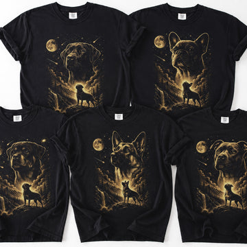 The Moon and Stars Dog Breeds Tee | Dog Breed Portrait | Comfort Colors 1717 Black | Dog Mom Shirt | 50+ Breeds