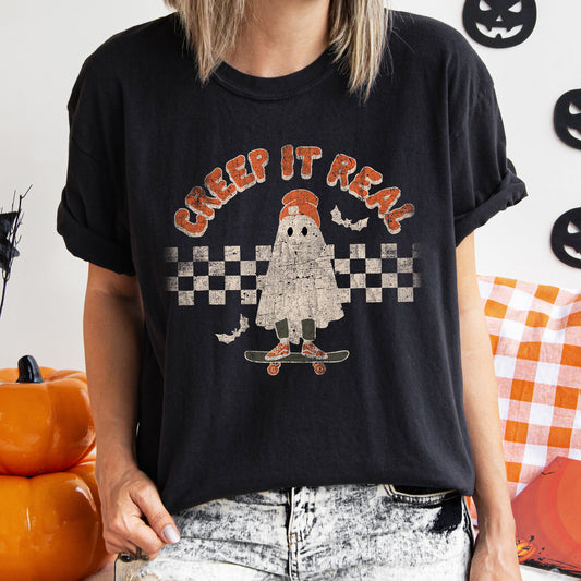 Creep It Real Retro Ghost Halloween Comfort Colors Tshirt