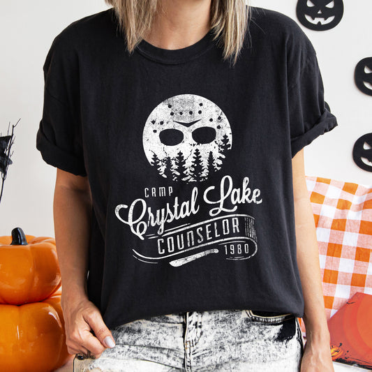 Camp Crystal Lake Counselor Retro Halloween Comfort Colors Tshirt