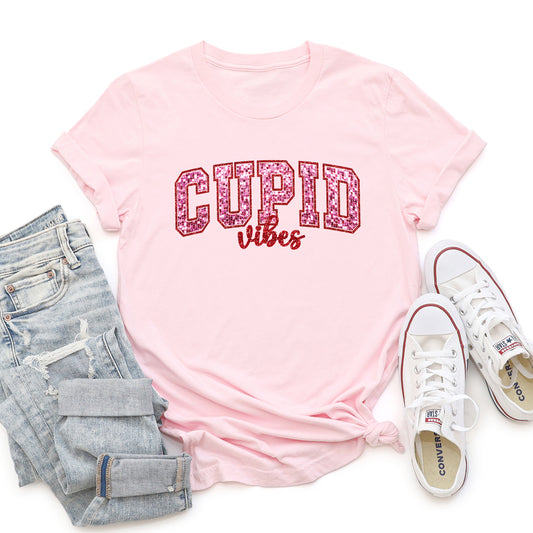 Cupid Vibes, Collegiate, Love, Super Soft Tshirt, Valentine's Day