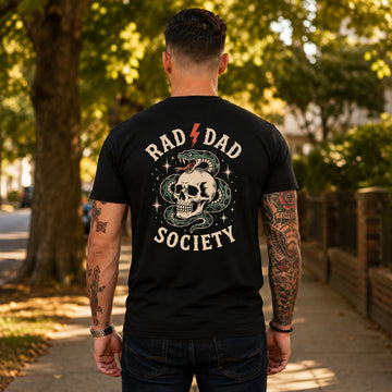 Rad Dad Society Father's Day Gift Tee Casual Fabric Menswear Soft Cozy Retro Style Comfortable Wear T-Shirt