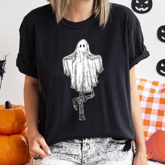 Ghost In Boots Retro Western Halloween Comfort Colors Tshirt